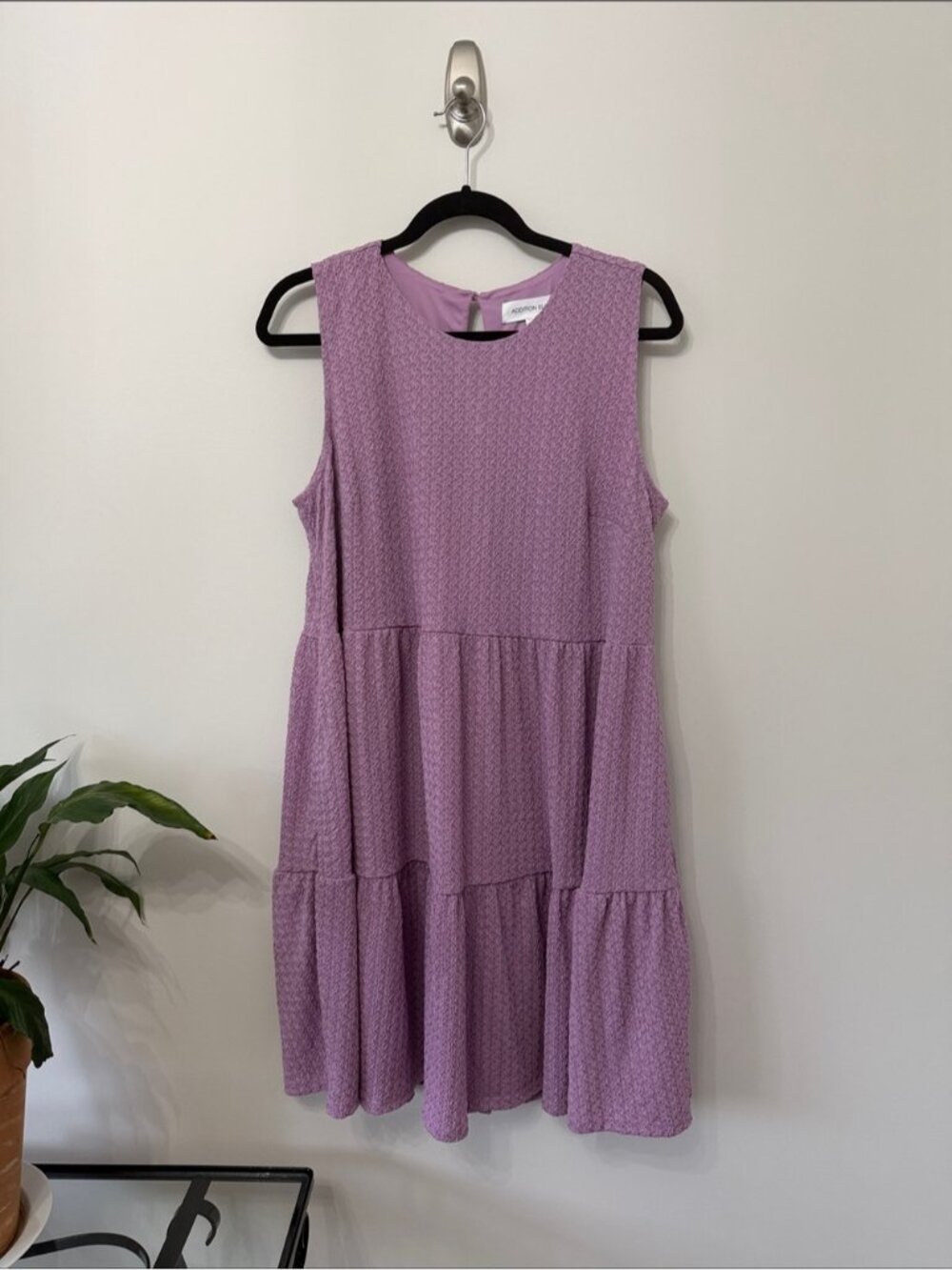 Addition Elle Women Lilac Sleeveless Babydoll Tiered Dress Plus Size 1X